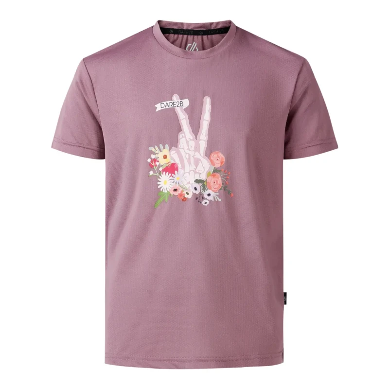 Image of Dare 2b Amusing Lightweight Short Sleeved Graphic T-Shirt in Mauve Size: 9-10 Years Mauve Unisex 9-10 Years
