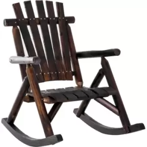 Image of Outsunny - Fir Wood Rustic Outdoor Patio Adirondack Rocking Chair Porch Rocker