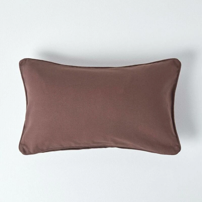 Image of Homescapes Cotton Plain Chocolate Rectangular Cushion Cover, 30 X 50 Cm