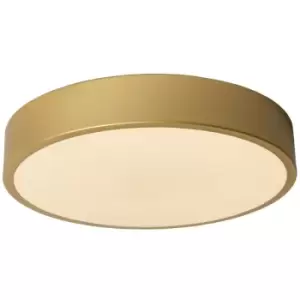 Image of Lucide UNAR - Flush Ceiling Light - Ø30cm - LED Dim. - 1x18W 2700K - 3 StepDim - Matt Gold, Brass
