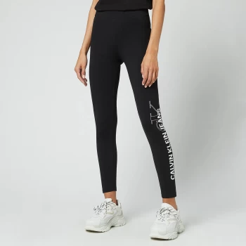 Image of Calvin Klein Jeans Womens Vertical Logo Leggings - CK Black - L