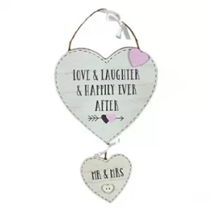 Image of Love Story Mr & Mrs Heart Plaque