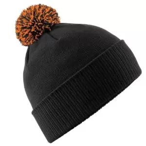 Image of Beechfield Adults Unisex Snowstar Beanie (One Size) (Black/Orange)