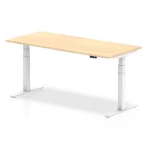 Image of Air 1800 x 800mm Height Adjustable Desk Maple Top White Leg