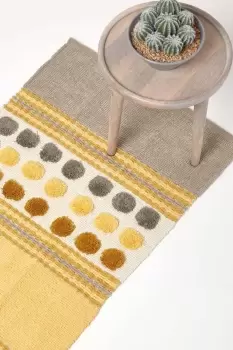 Image of Cotton Chenille Striped Tufted Circle Hall Runner, 66 x 200cm