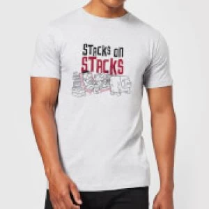 Image of The Flintstones Stacks On Stacks Mens T-Shirt - Grey - 3XL