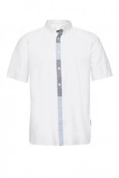 Image of Mens French Connection Poplin Patchwork Placket Shirt White
