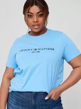 Image of Tommy Hilfiger Curve Regular Crew Neck T-Shirt - Blue Size 46, Women