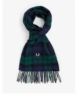 Image of Fred Perry Tartan Scarf - Green/Blue , One Colour, Men