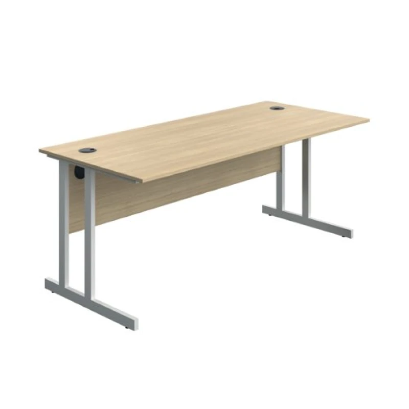 Image of Serrion Twin Upright Desk 1800x800x730mm Oak/White KF800307