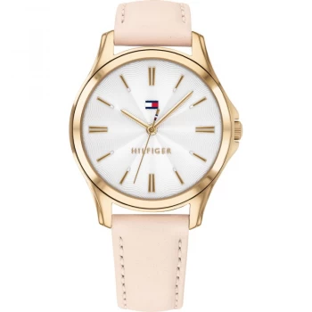 Image of Tommy Hilfiger Lori Pink Leather Strap White Dial Ladies Watch