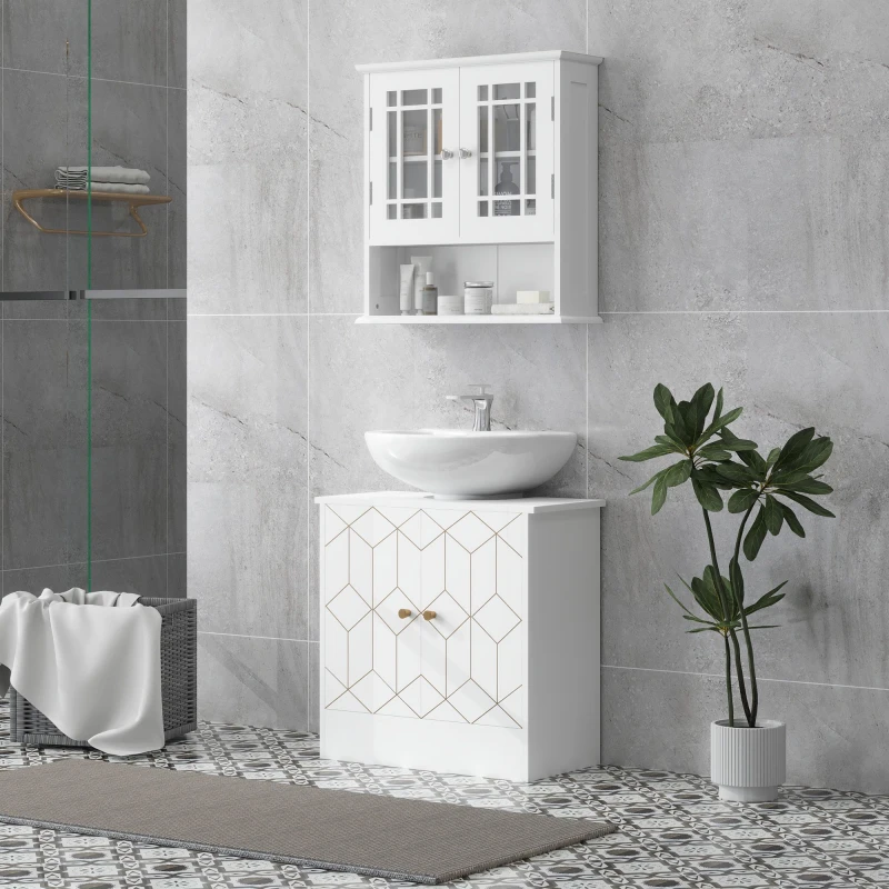 Image of HOMCOM HOMCOM Bathroom Under Sink Cabinet for Basin with or without Pedestal White White One Size Unisex 5063603977181