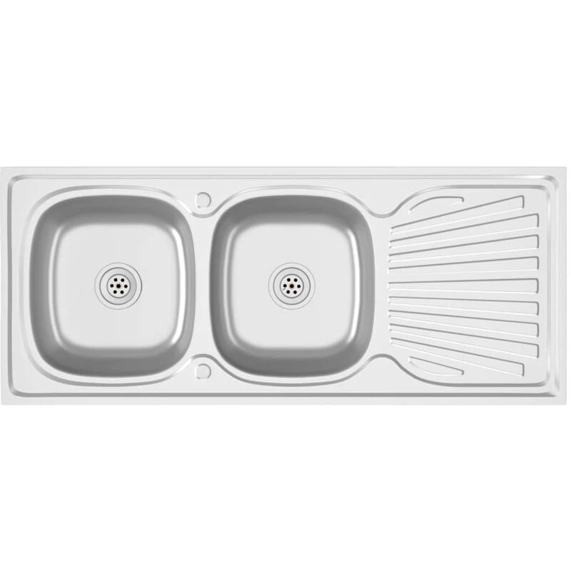 Image of VIDAXL Kitchen Sink with Double Sinks Silver 1200x600x155mm Stainless Steel vidaXL 8720286045435