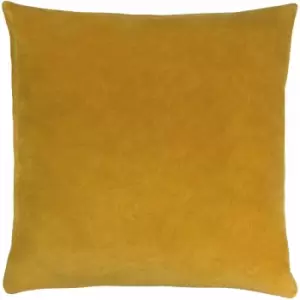 Image of Solo Plain Velvet 100% Cotton Cushion Cover, Ochre, 45 x 45cm - Furn