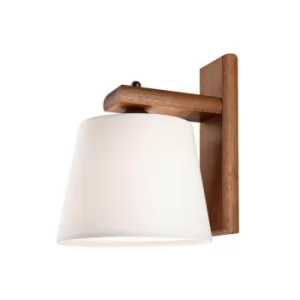 Image of Aida Wall Lamp With Fabric Shade Walnut Oak, 1x E27