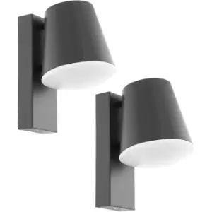 Image of 2 PACK IP44 Outdoor Wall Down Light Anthracite Zinc Plated Steel 10W E27