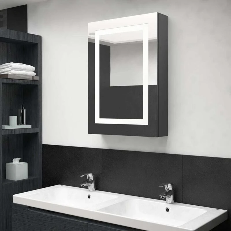 Image of VIDAXL LED Bathroom Mirror Cabinet Grey 50x13x70cm Vidaxl 8720286332535