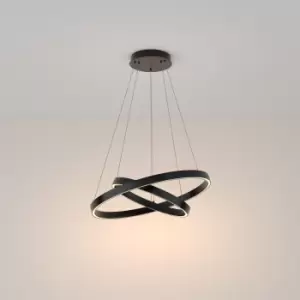 Image of Maytoni Rim Twin Ring Modern Integrated LED Pendant Ceiling Light Black, 60cm, 3000K