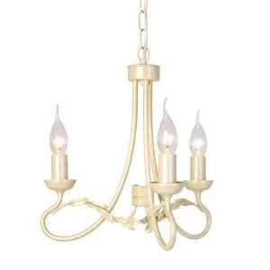 Image of Chandelier 3 Light Ivory, Gold Finish, E14