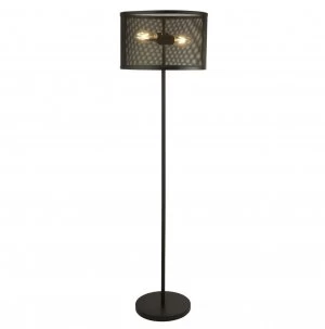 Image of Searchlight 2832-2BK Fishnet 2 Light Floor Light In Matt Black