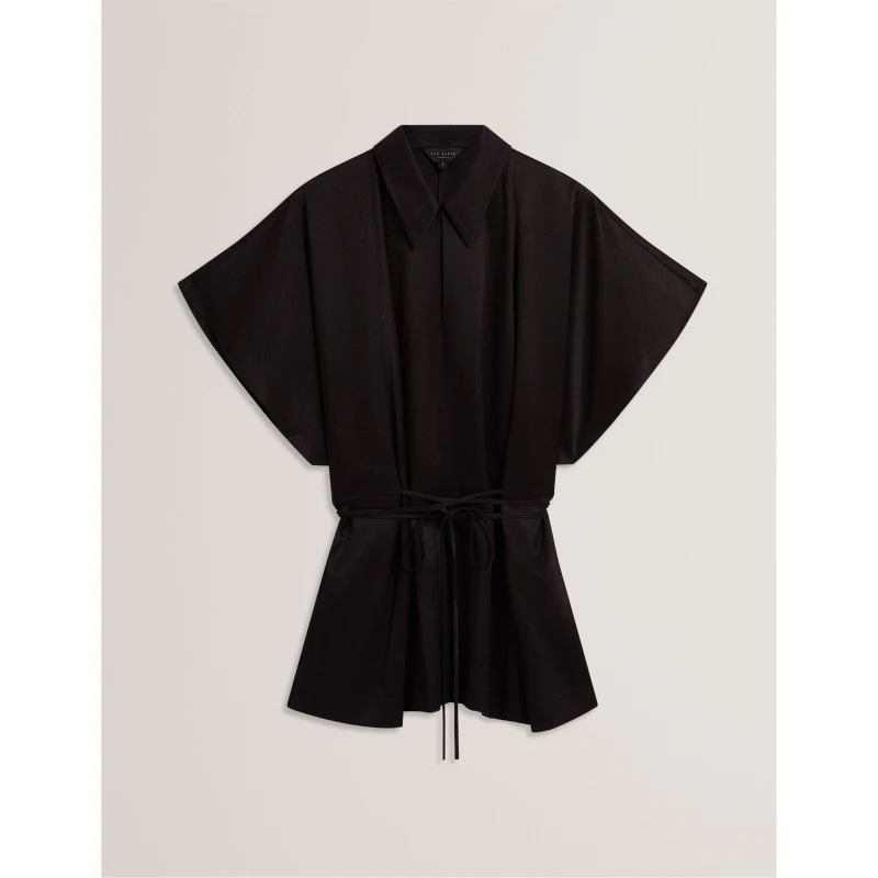 Image of Ted Baker Womens Short Sleeve Blouse Black female 8 (XS)