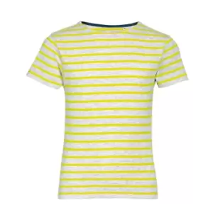 Image of SOLS Childrens/Kids Miles Striped Short Sleeve T-Shirt (8yrs) (Ash/Lemon)