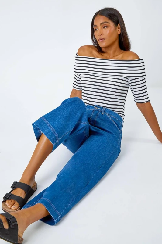 Image of Roman Womens Wide Leg Stretch Culottes in Mid Blue Size: 14 Mid Blue Female 14