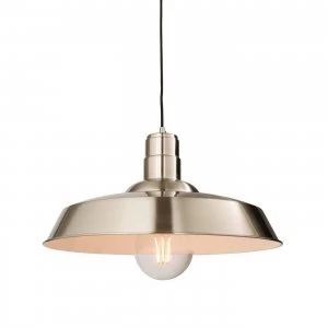 Image of 1 Light Dome Ceiling Pendant Gloss Nickel Plate, E27
