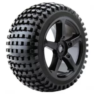 Image of Fastrax 1:8 Truggy Rock Mtd On 5-Spoke Black 0 Offset(Pr)