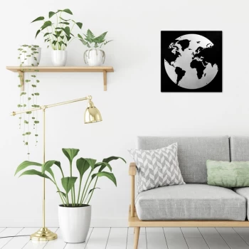 Image of My World 2 - Silver Silver Black Decorative Metal Wall Accessory