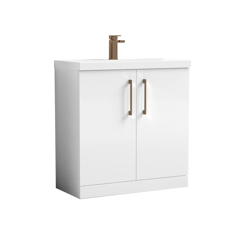 Image of Balterley Contemporary Bathroom Floor 2-Door Vanity Unit Basin, White, 800mm in White White Unisex