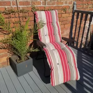 Image of Samuel Alexander Padded Garden Sun Lounger With Red Stripes