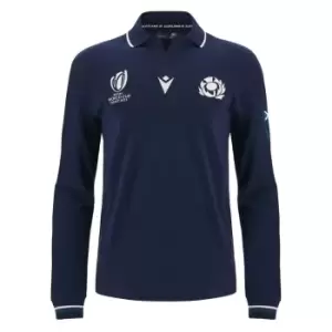 Image of Macron Scottish Rugby Classic Home Long Sleeve Shirt 2023 2024 Adults - Blue