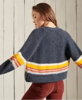 Image of Superdry Alpaca Blend Stripe Cardigan
