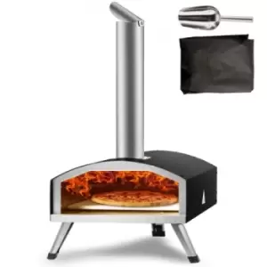 Image of VEVOR Outdoor Pizza Oven, 12-inch, Wood Pellet and Charcoal Fired Pizza Maker, Portable Outside Stainless Steel Pizza Grill with Pizza Stone, Waterpro
