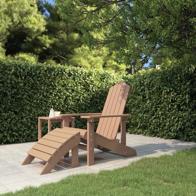 Image of VIDAXL Garden Adirondack Chair with Footstool hdpe Brown Vidaxl 8720286816677