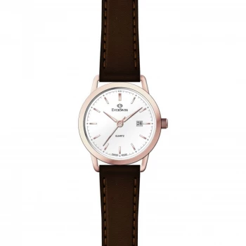 Image of EverSwiss White and Brown Watch - 1698-llrw - multicoloured