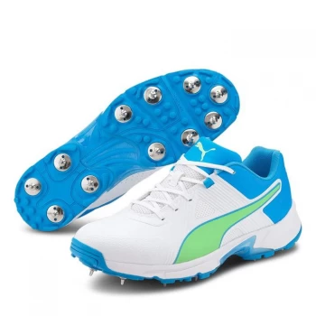 Image of Puma 19.1 Spike Cricket Shoes Mens - White/Blue