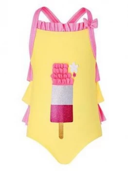 Image of Monsoon Baby Girls Ice Lolly Swimsuit - Yellow