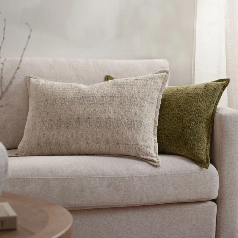 Image of Yard Ramas Textured Jacquard 100% Cotton Cushion in Natural Size: 40cm x 60cm Natural Unisex 40cm x 60 cm