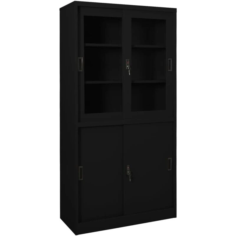 Image of VIDAXL Vidaxl - Office Cabinet with Sliding Door Black 90x40x180cm Steel 8720286563953