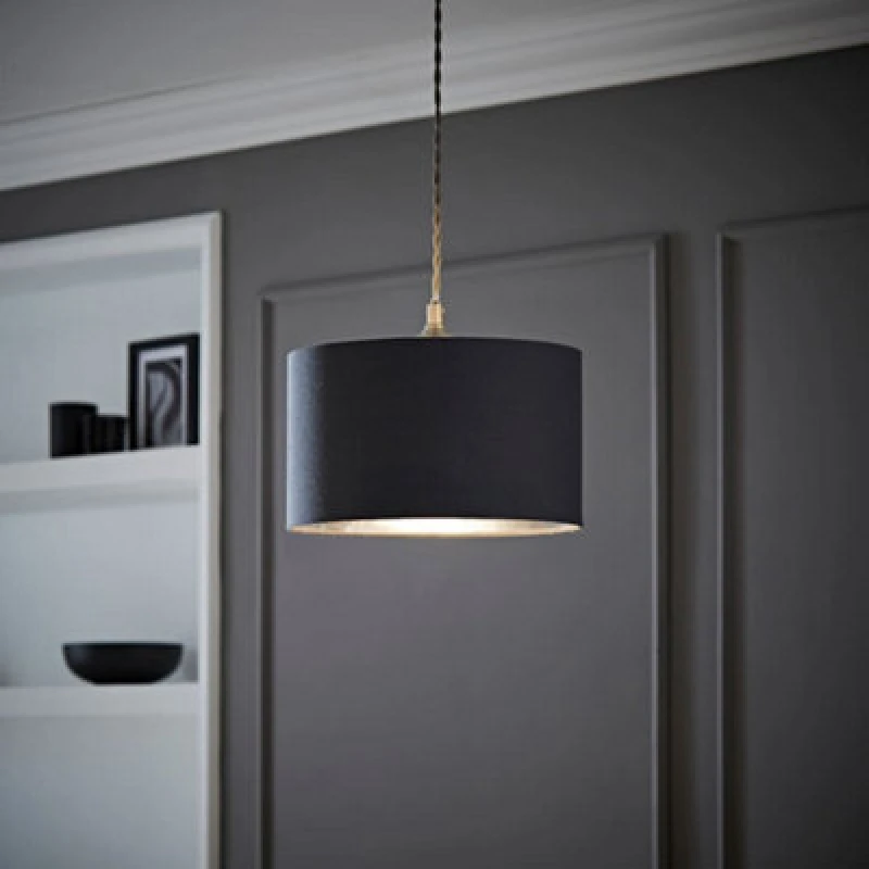 Image of ValueLights ValueLights Reni Charcoal with Metallic Chrome Inner Easy Fit Ceiling Lamp Shade Size: Small Charcoal Small Unisex 5016529270669
