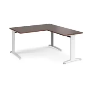 Image of Office Desk Rectangular Desk 1400mm With Return Walnut Tops With White Frames TR10