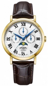 Image of Rotary Mens Windsor Moonphase Leather Strap GS05328/01 Watch