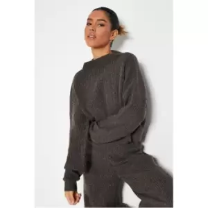 Image of I Saw It First Recycled Cosy Knit Crop Jumper Co-Ord - Brown