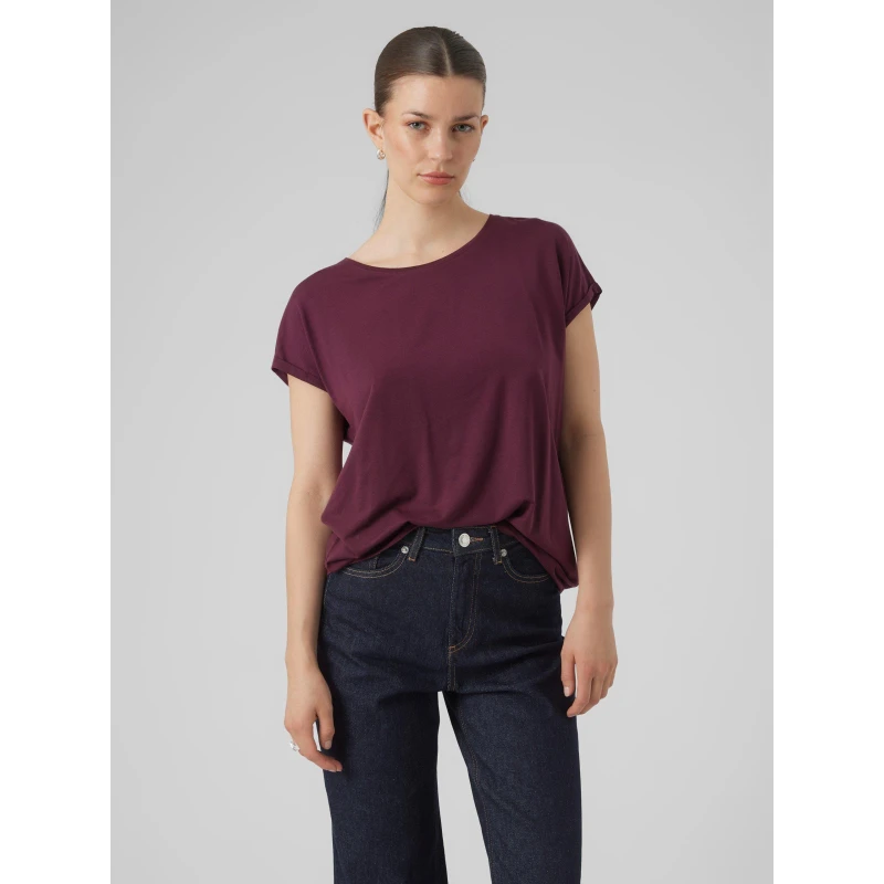 Image of Vero Moda VM Ava Plain Shirt Sleeve T-Shirt Womens - Purple Purple 8