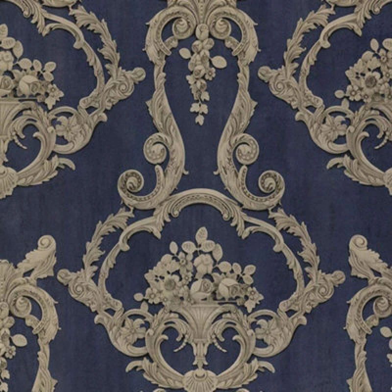 Image of Debona Grosvenor Floral Damask Blue Wallpaper 6216