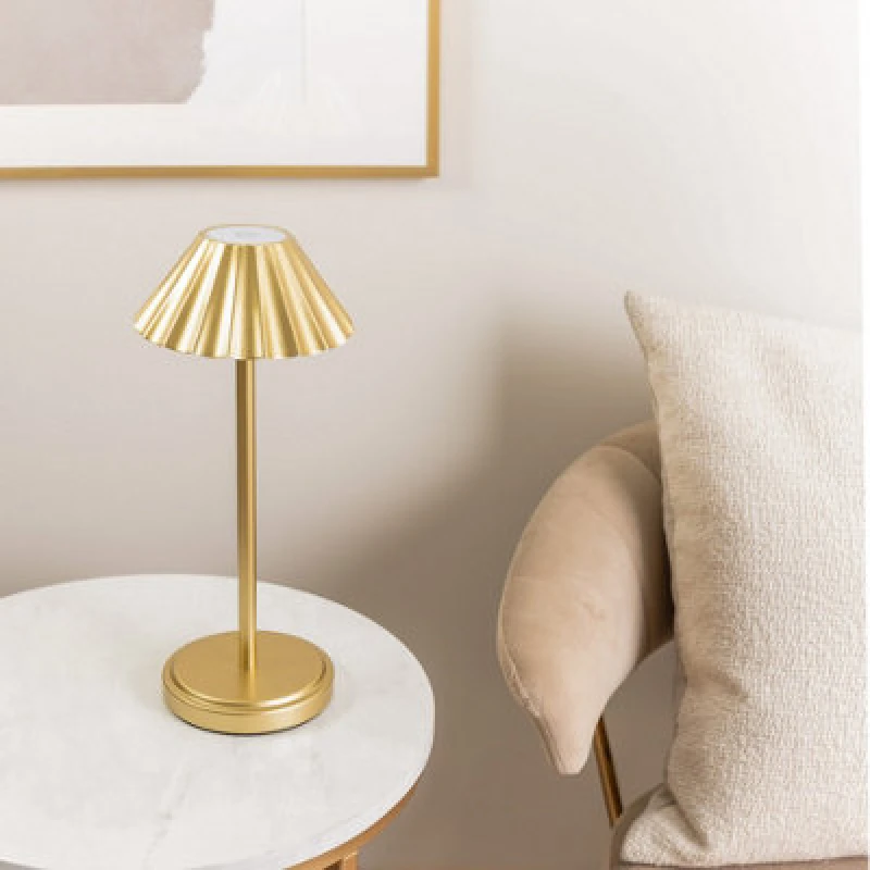 Image of ValueLights Avery Rechargeable LED Portable Table Lamp Gold