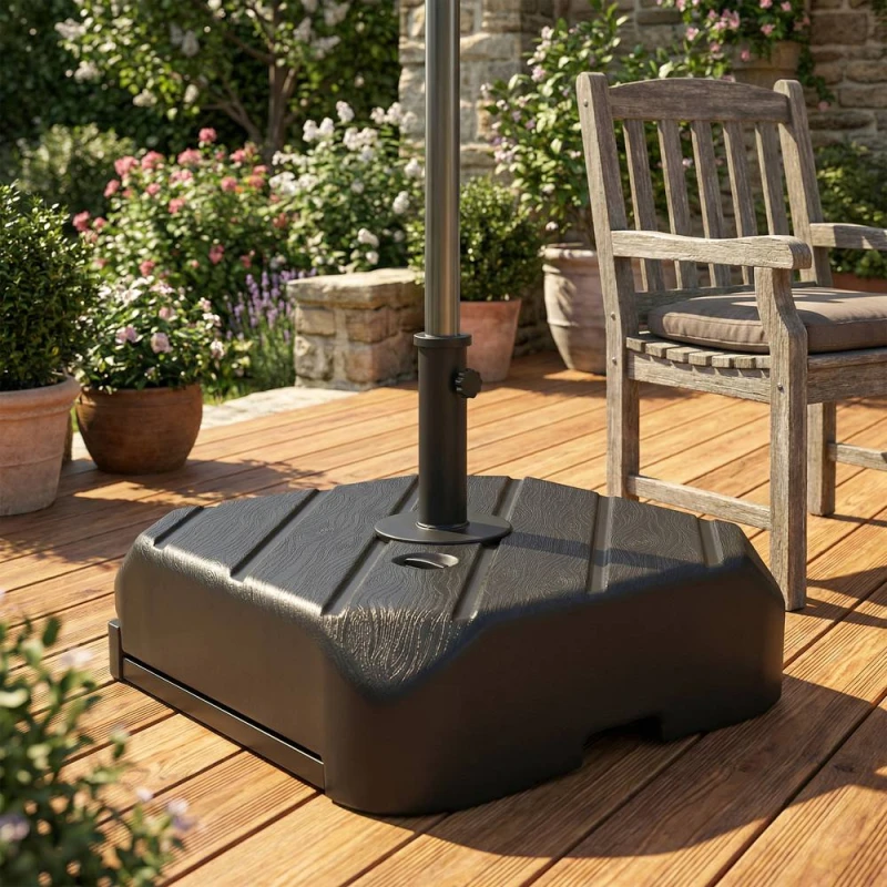 Image of OUTSUNNY Garden Parasol Base with Wheels, Parasol Stand for 38/48mm Pole in Black Unisex