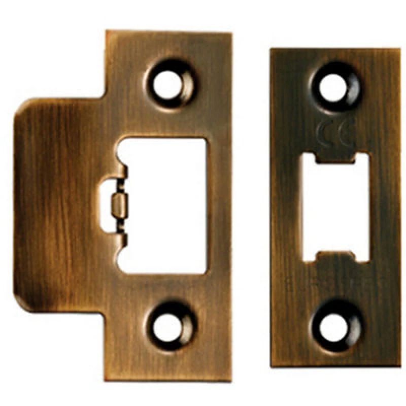 Image of Loops Forend Strike & Fixing Pack Suitable for Tubular Latch Antique Brass Metallics